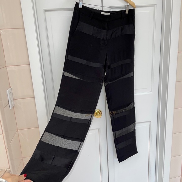 3.1 Phillip Lim Black Sheer Organza Trousers - Picture 9 of 16